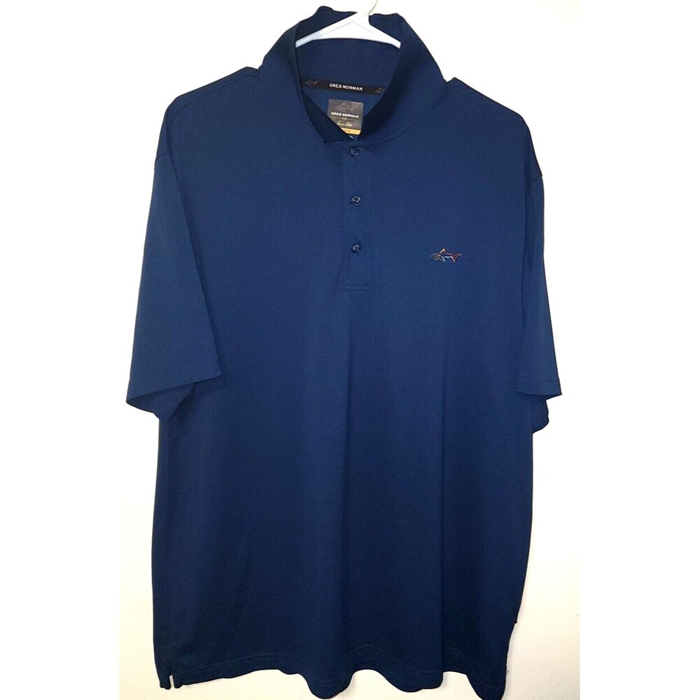 Greg Norman Tasso Elba Five Iron Play Dry Navy Blue Polo Golf  Shirt Size XL